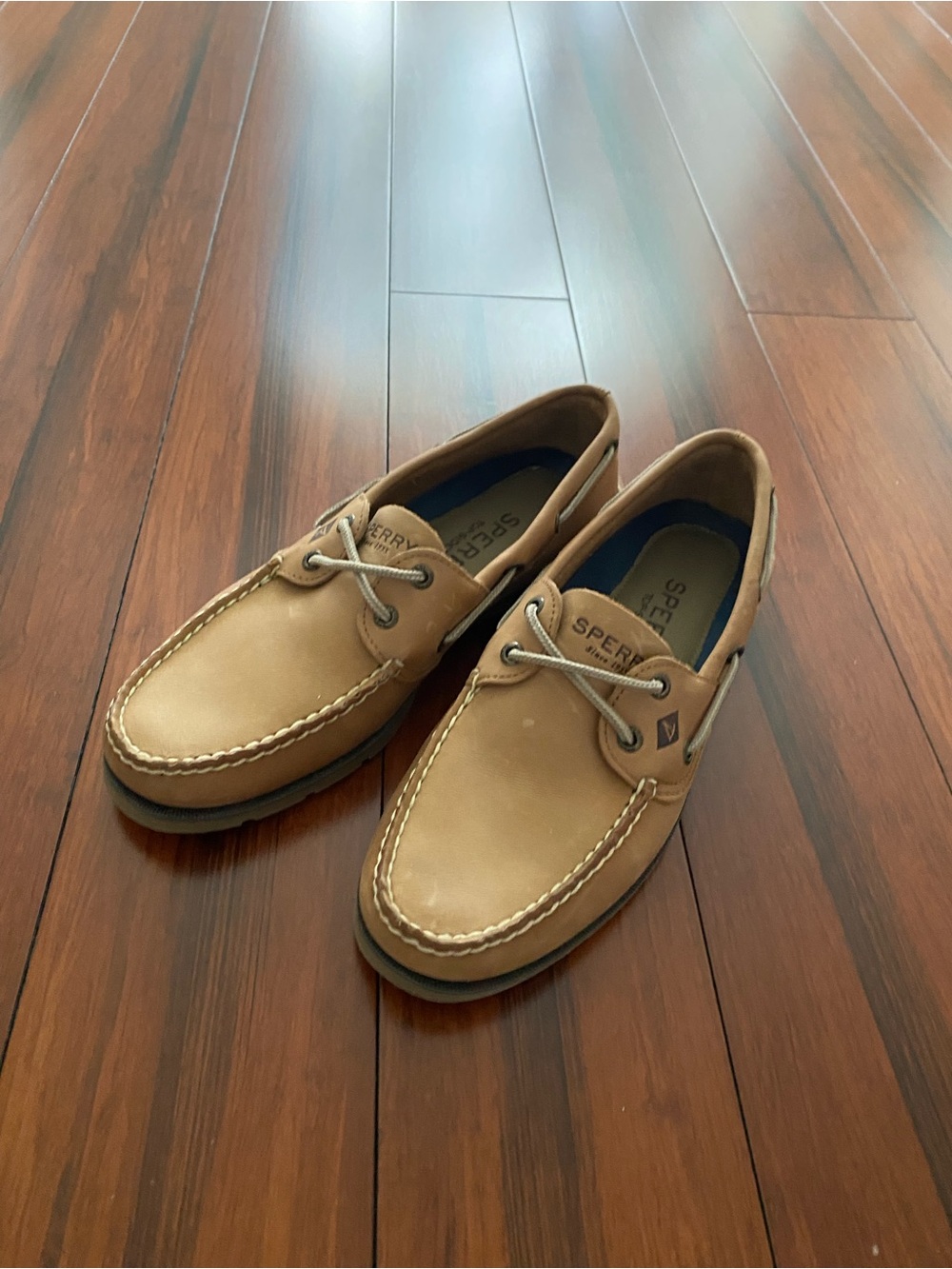 Sperry Men's Leather Leeward Boat Shoes in Tan